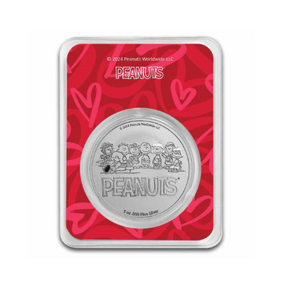 Peanuts® Valentine's Snoopy with Hearts 1 oz Colorized Silver