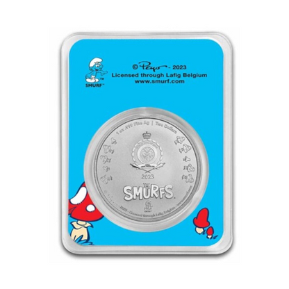 2023 $2 Niue Smurfs 1 oz .999 Fine Silver $2 Coin 65th Anniversary In TEP