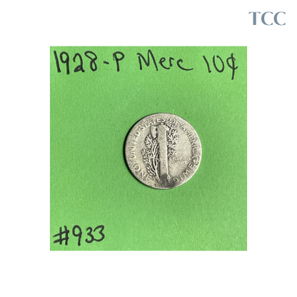 1928-P Mercury Dime 10c 90% Silver Good