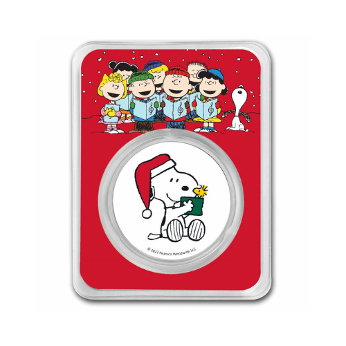 Peanuts® Snoopy Santa Holding Woodstock Colorized Silver