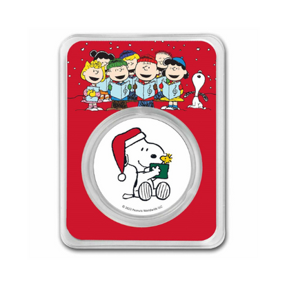 Peanuts® Snoopy Santa Holding Woodstock Colorized Silver