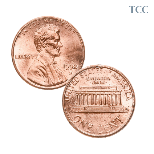 1992 D Lincoln Cent BU Brilliant Uncirculated