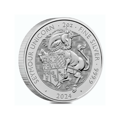 2024 2 oz British Tudor Beasts: Seymour Unicorn Silver Coin (BU)