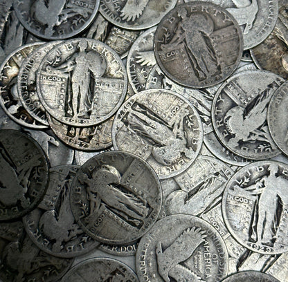 90% Silver Standing Liberty Quarters with dates