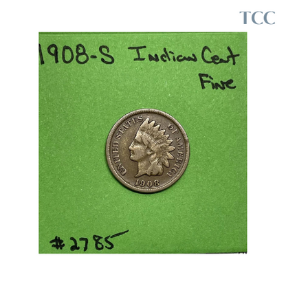 1908-S Indian Head Cent 1c Fine