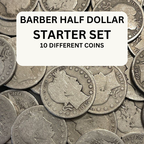 Starter Set 10 Diff. Barber Liberty Head Half Dollars 50c Average Circulated