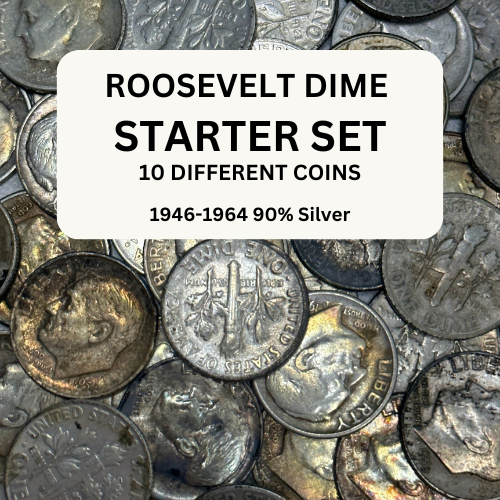 Starter Set 10 Different Silver Roosevelt Dimes 1946- 1964 Average Circulated
