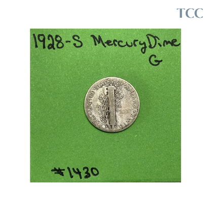 1928-S Mercury Dime Good 90% Silver