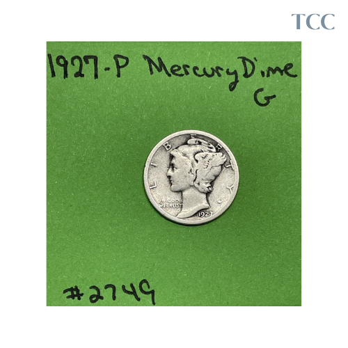 1927-P Mercury Dime G Good 90% Silver