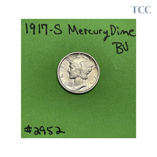 1917-S Mercury Silver Dime BU Brilliant Uncirculated 90% Silver