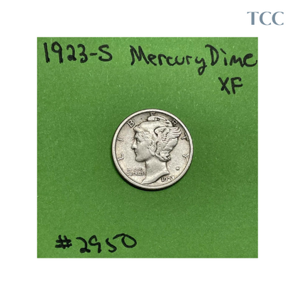 1923-S Mercury Dime XF Extra Fine 90% Silver