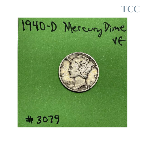 1940 D Mercury Dime Vf Very Fine 90% Silver
