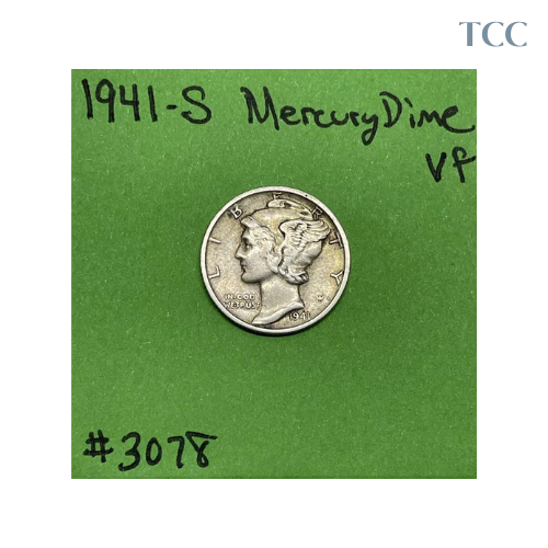 1941 S Mercury Dime 10c VF Very Fine 90% Silver