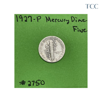 1927-P Mercury Dime Fine 90% Silver