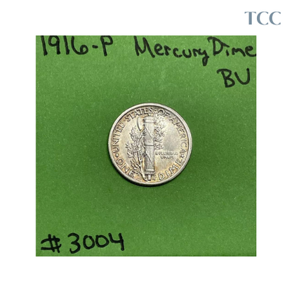 1916-P Mercury Dime BU Brilliant Uncirculated 90% Silver