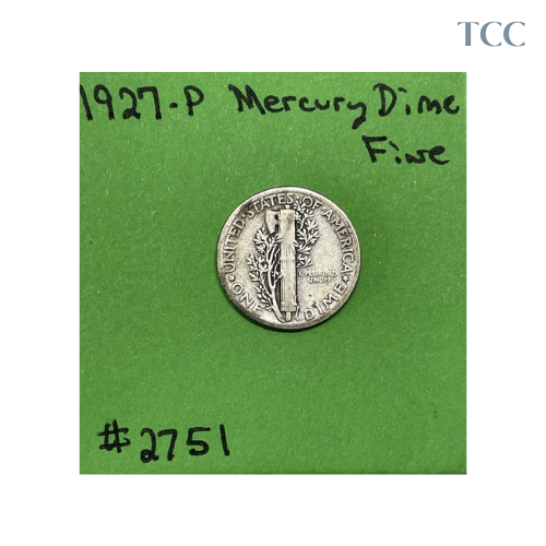 1927-P Mercury Dime Fine 90% Silver