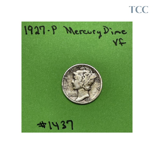 1927 P Mercury Dime Very Fine (VF) 90% Silver