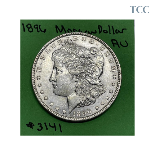 1896 P Morgan Silver Dollar $1 AU About Uncirculated 90% Silver