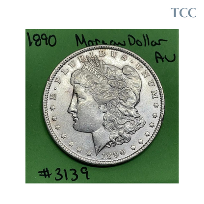 1890-P Morgan Silver Dollar $1 AU About Uncirculated 90% Silver