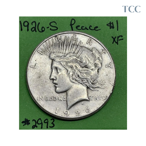 1926-S Peace Silver Dollar $1 XF Extra Fine Better Date 90% Silver