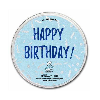 Smurfs Happy Birthday 1 oz Colorized Silver