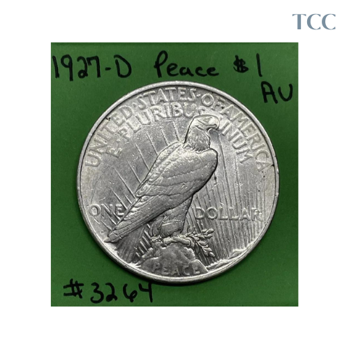 1927 D Peace Silver Dollar AU About Uncirculated 90% Silver