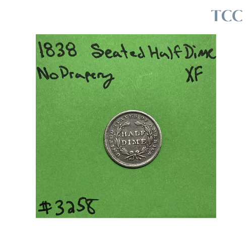 1838 Seated Liberty Half Dime XF Extra Fine Condition