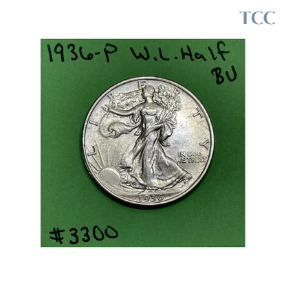 1936 P Walking Liberty Half Dollar 90% Silver BU Brilliant Uncirculated