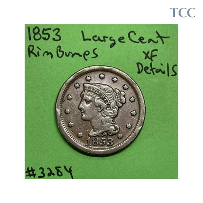 1853 Braided Hair Large Cent Extra Fine Details