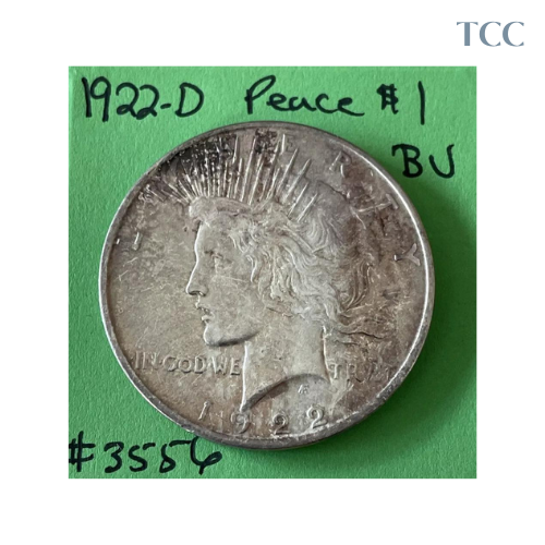 1922-D Peace Silver Dollar BU Brilliant Uncirculated 90% Silver