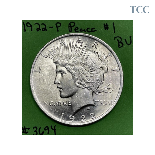 1922 P Peace Dollar $1 BU Brilliant Uncirculated 90% Silver