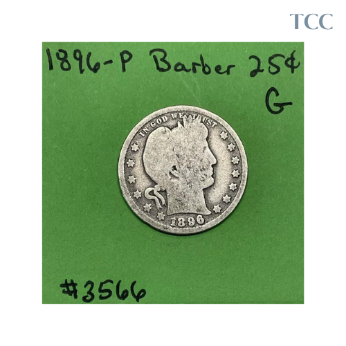 1896-P Barber Liberty Quarter 90% Silver Good (G)