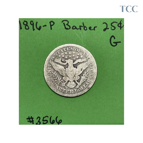 1896-P Barber Liberty Quarter 90% Silver Good (G)