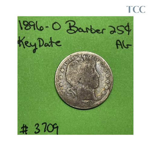 1896-O Barber Liberty Head Quarter About Good (AG) Key Date