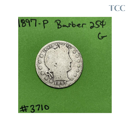 1897-P Barber Liberty Head Quarter Good (G) 90% Silver