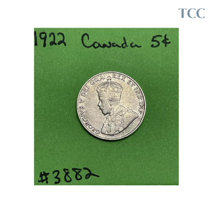 1922 Canada 5 Cents Nickel Circulated