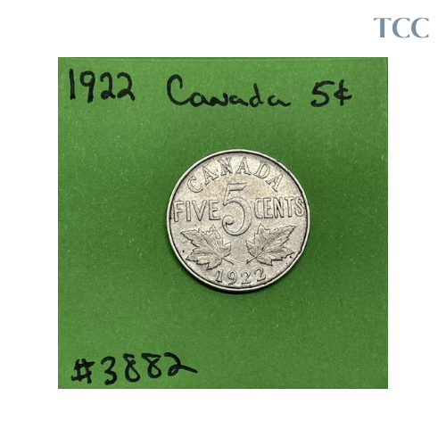 1922 Canada 5 Cents Nickel Circulated