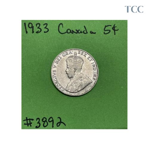 1933 Canada 5 Cents Nickel Circulated