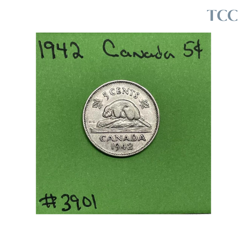 1942 Canada 5 Cents Nickel Circulated