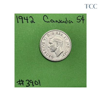 1942 Canada 5 Cents Nickel Circulated