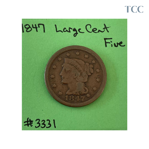 1847 Braided Hair Large Cent 1c Fine