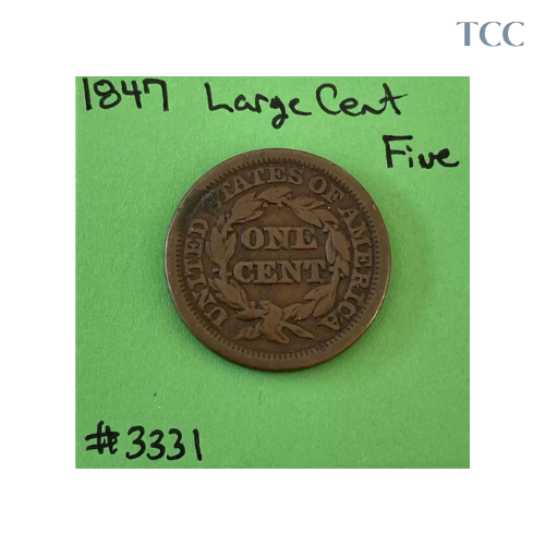 1847 Braided Hair Large Cent 1c Fine