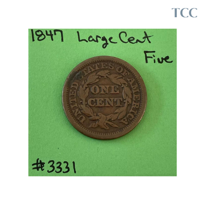 1847 Braided Hair Large Cent 1c Fine