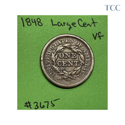 1848 Braided Hair Large Cent VF Very Fine