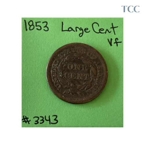 1853 Braided Hair Large Cent 1c VF Very Fine