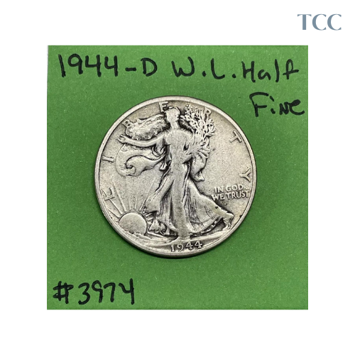 1944-D Walking Liberty Half Dollar 50c Fine 90% Silver