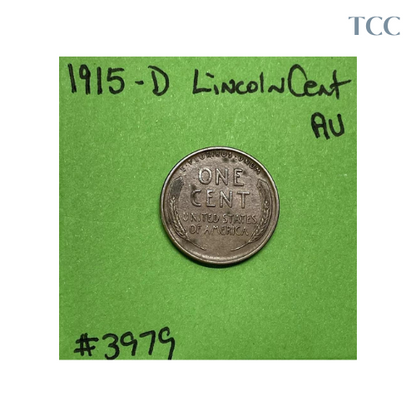 1915 D Lincoln Wheat Cent 1c AU About Uncirculated