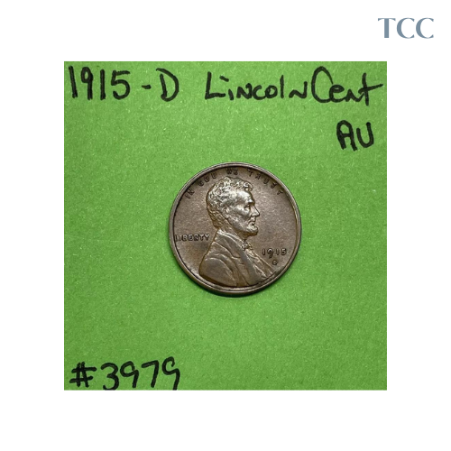 1915 D Lincoln Wheat Cent 1c AU About Uncirculated