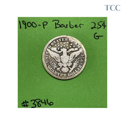 1900-P Barber Liberty Head Quarter .25c Good