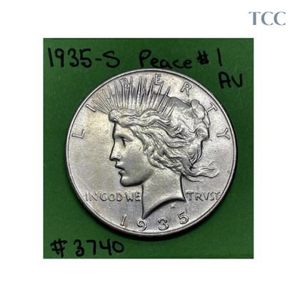 1935 S Peace Dollar $1 AU About Uncirculated 90% Silver Very Tough Date